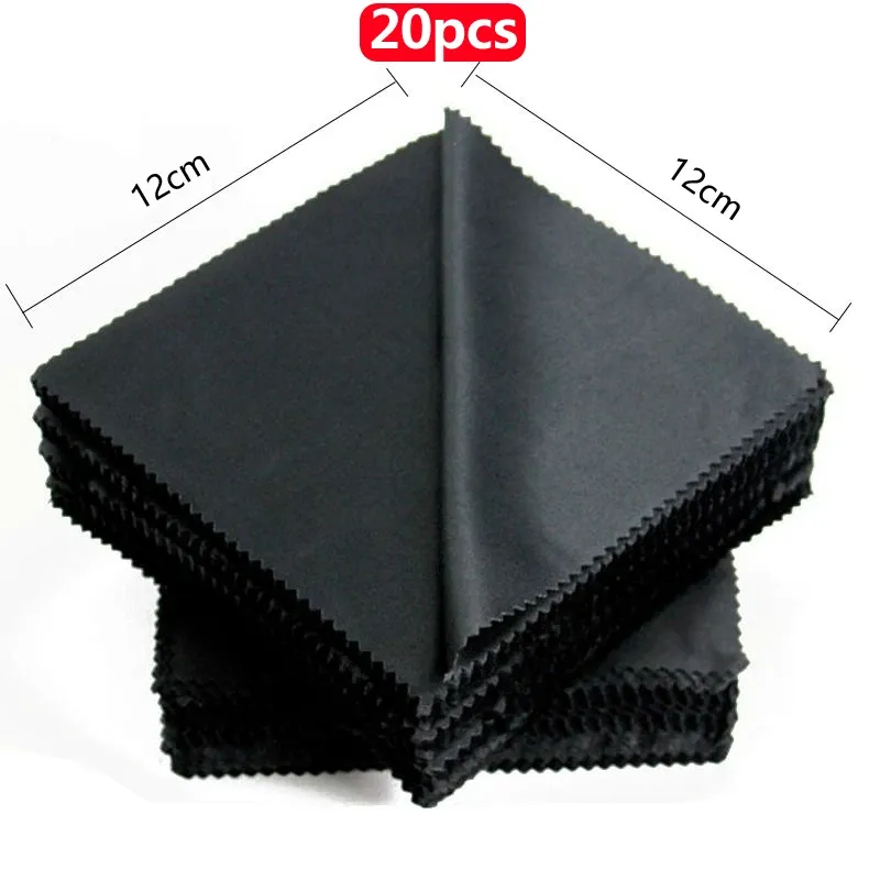 Lot de 1/20/100/300 chiffons de nettoyage en microfibre noirs 13 x 13 cm pour lunettes de soleil, tissu propre pour lentilles - Image 1