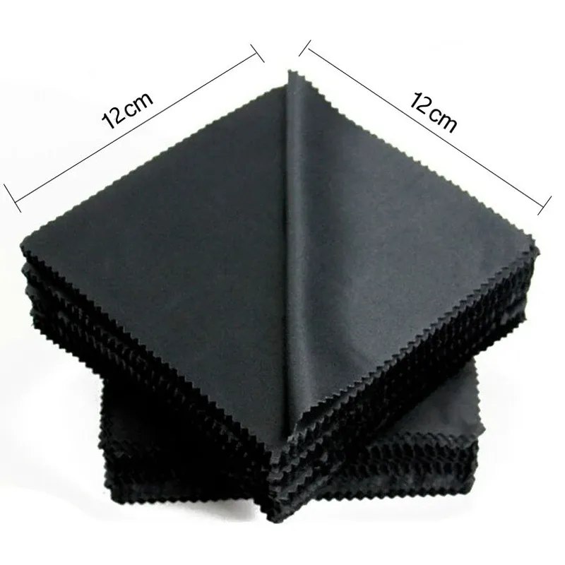 Lot de 1/20/100/300 chiffons de nettoyage en microfibre noirs 13 x 13 cm pour lunettes de soleil, tissu propre pour lentilles 5