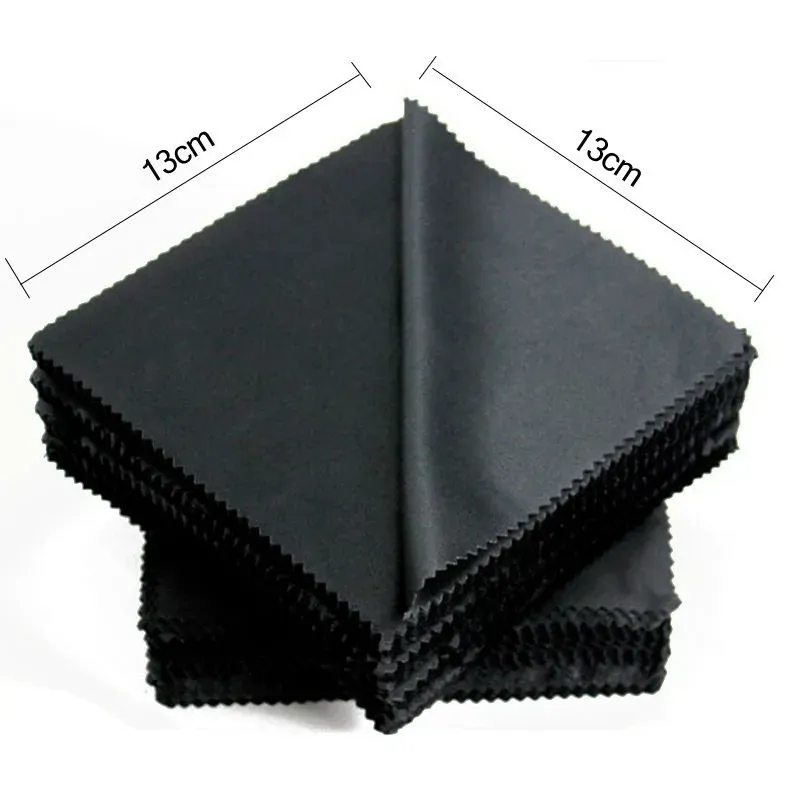Lot de 1/20/100/300 chiffons de nettoyage en microfibre noirs 13 x 13 cm pour lunettes de soleil, tissu propre pour lentilles 9