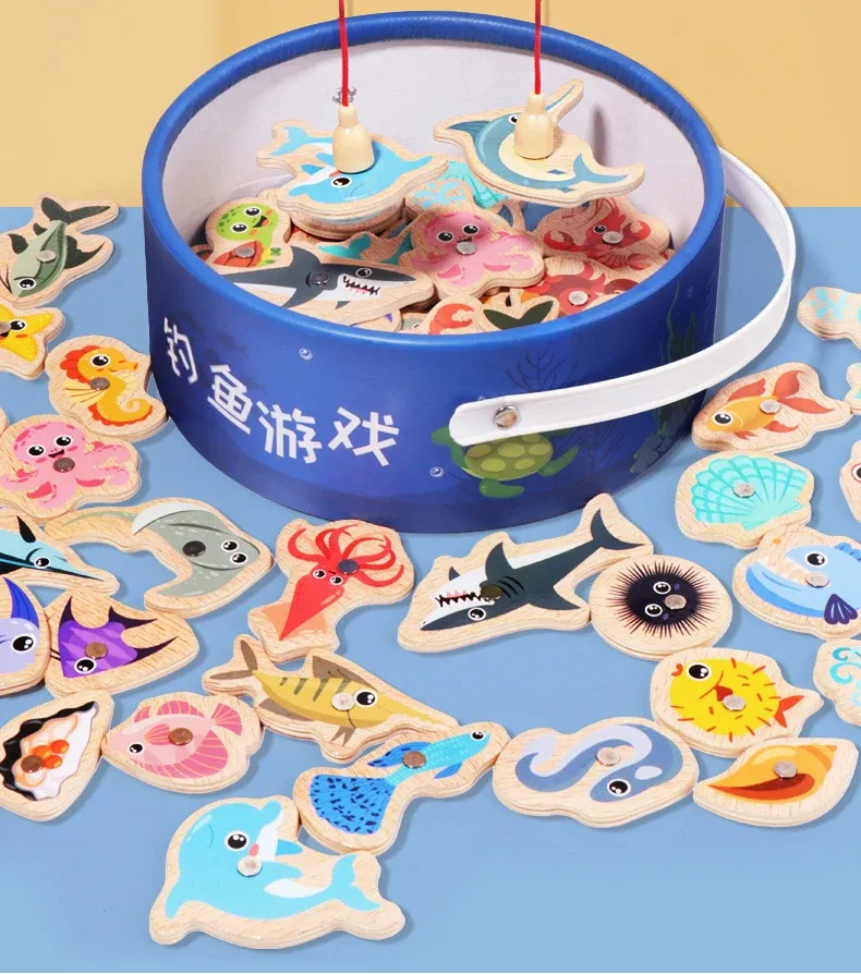 Détail des pièces de pêche magnétiques Montessori
