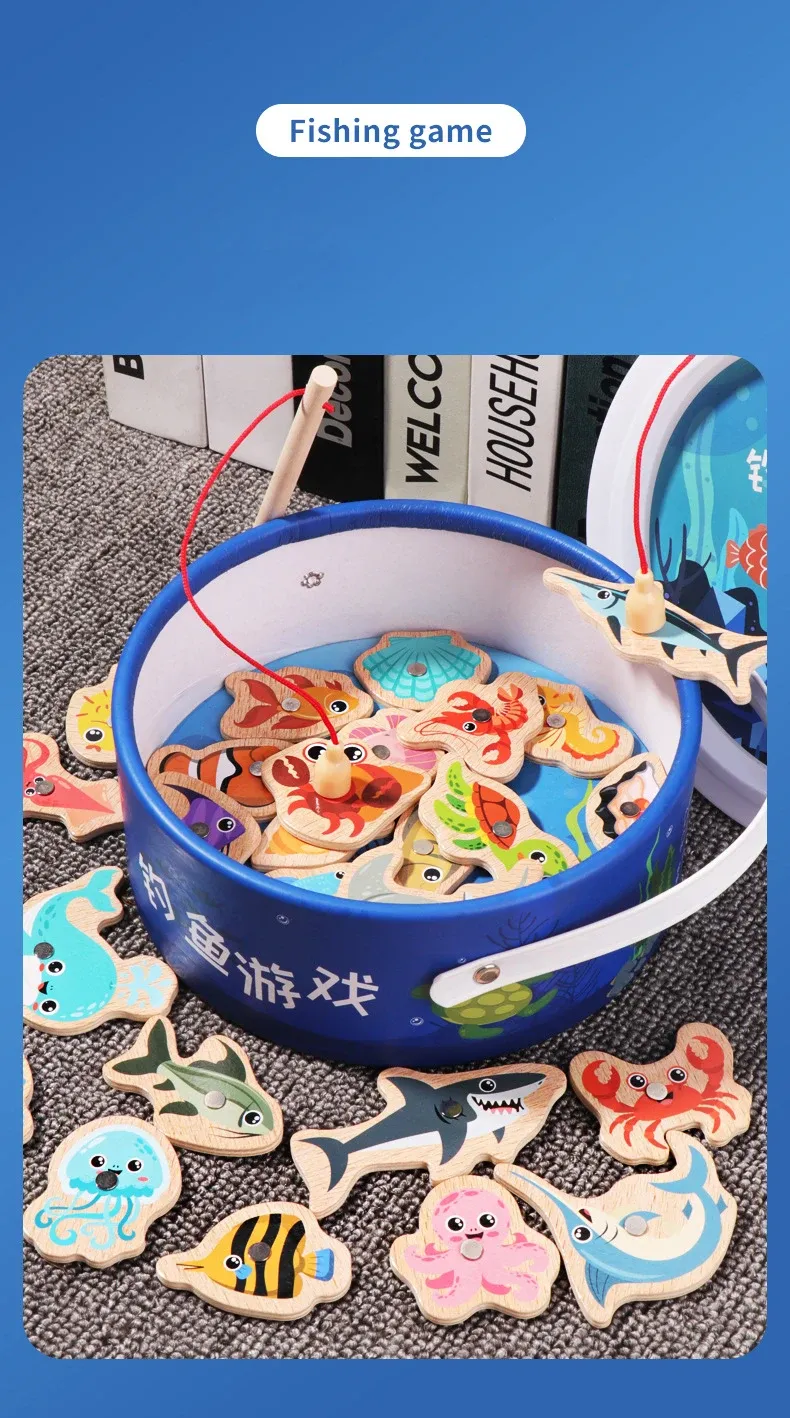 Vue détaillée du jeu de pêche magnétique