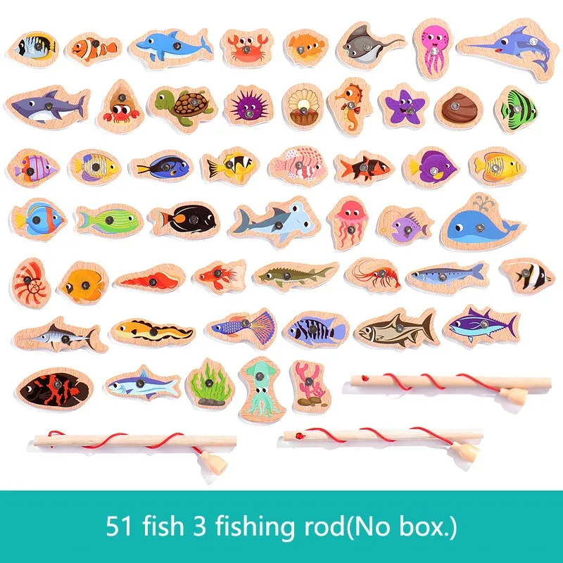 Jeu de pêche magnétique en bois Montessori : poissons de la vie marine, jouet éducatif interactif pour enfants 10