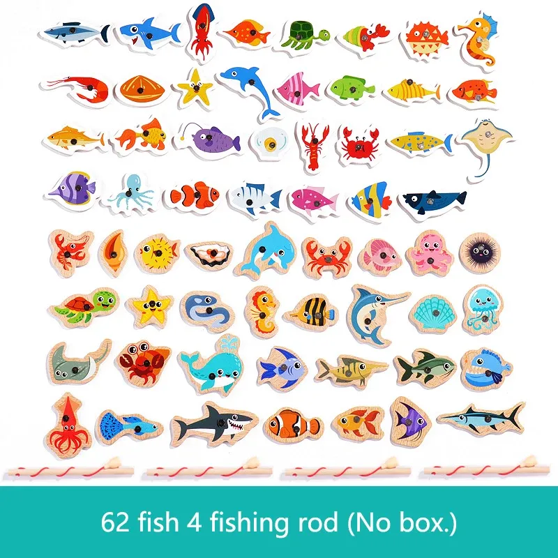 Jeu de pêche magnétique en bois Montessori : poissons de la vie marine, jouet éducatif interactif pour enfants 7