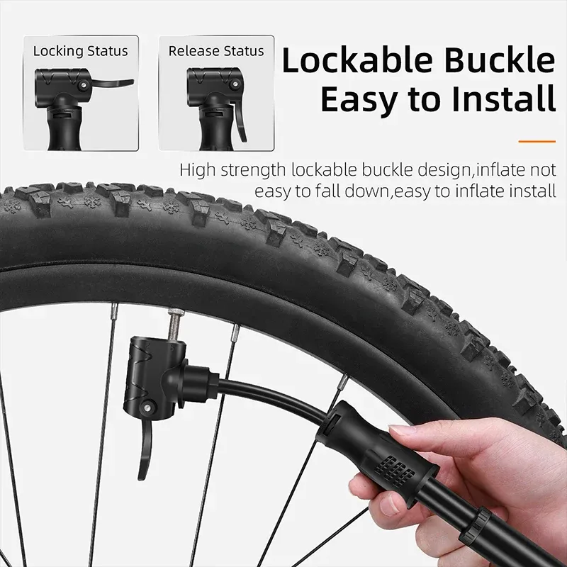 WEST BIKING – Mini pompe à vélo portable en alliage d'aluminium, gonfleur de pneus manuel à poignée sphérique, valve Schrader et Presta, pour VTT et vélo de route 5