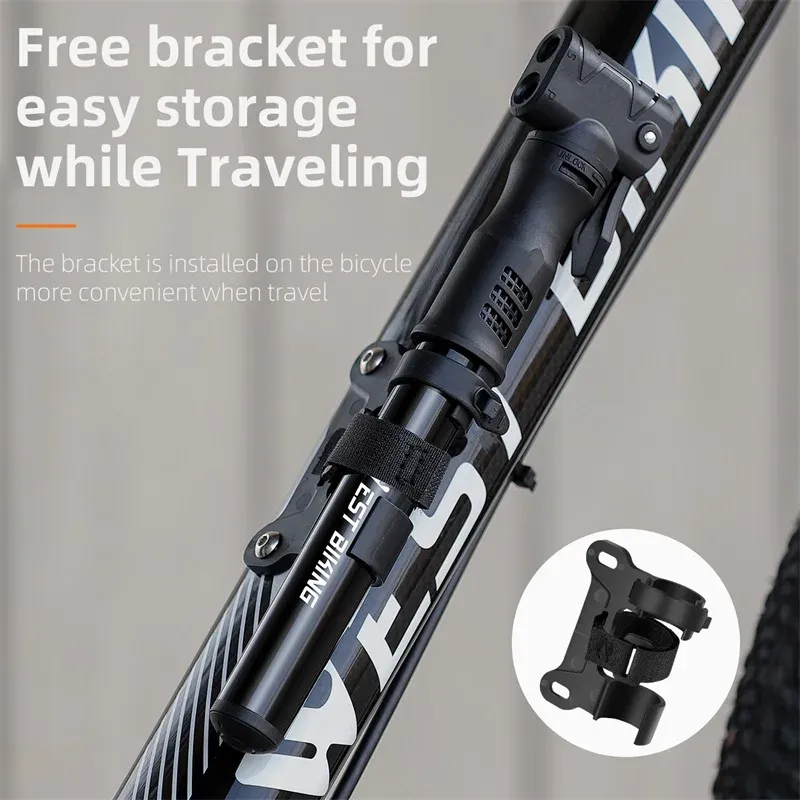WEST BIKING – Mini pompe à vélo portable en alliage d'aluminium, gonfleur de pneus manuel à poignée sphérique, valve Schrader et Presta, pour VTT et vélo de route 6