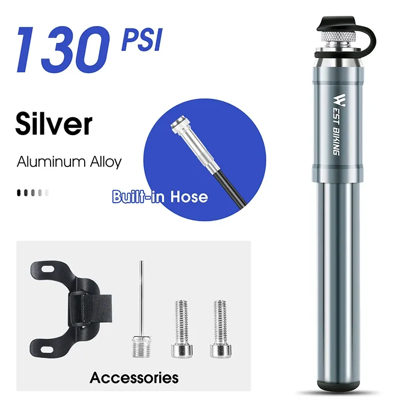 WEST BIKING – Mini pompe à vélo portable en alliage d'aluminium, gonfleur de pneus manuel à poignée sphérique, valve Schrader et Presta, pour VTT et vélo de route 11