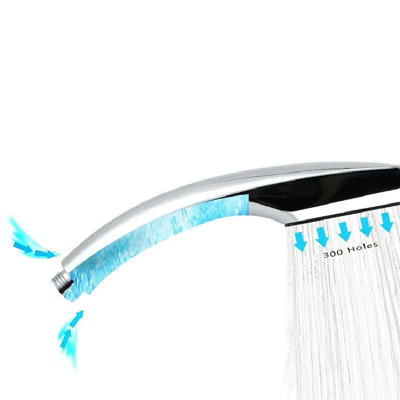 Pommeau de douche effet pluie haute pression 300 jets, économie d'eau, finition chromée 6