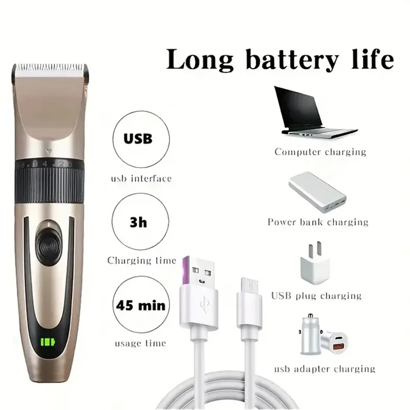Tondeuse à cheveux électrique pour hommes, rasoir professionnel rechargeable pour usage domestique 6
