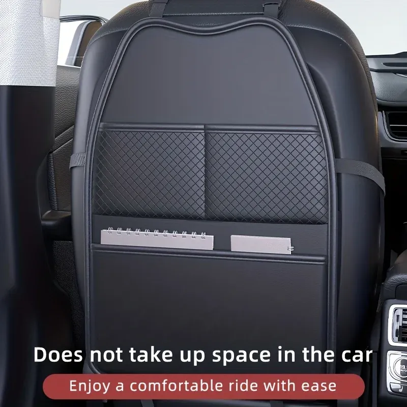 Housse de protection pour siège auto en PU avec coussin anti-coups de pied, poches de rangement et support de tablette multifonctionnel 4
