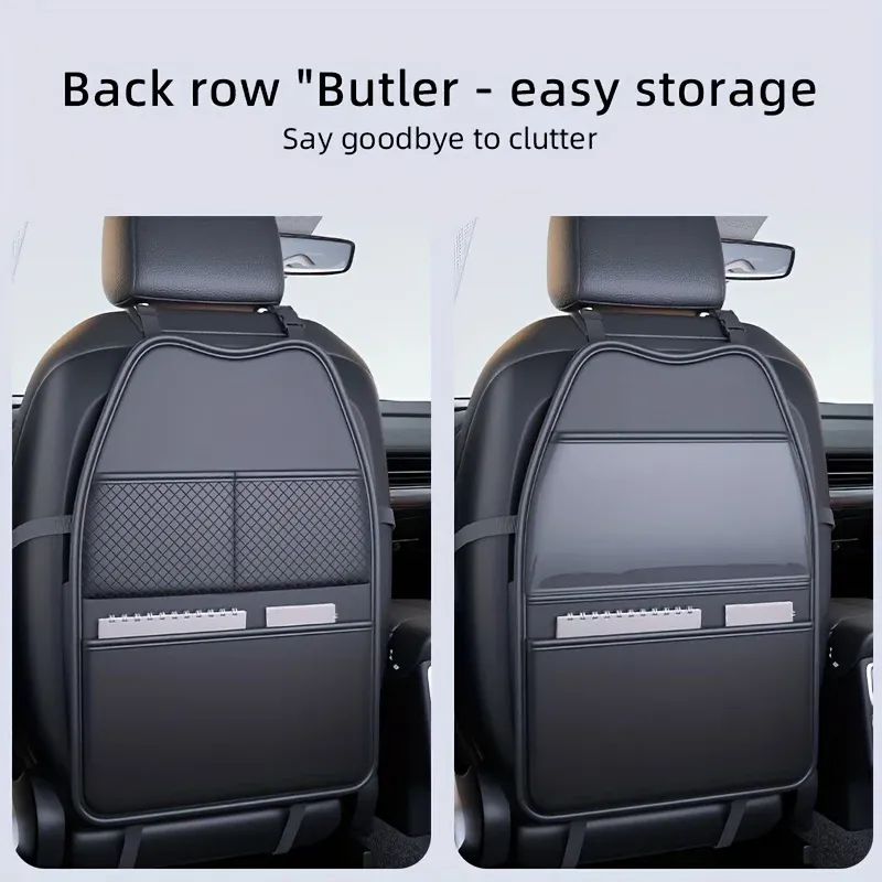 Housse de protection pour siège auto en PU avec coussin anti-coups de pied, poches de rangement et support de tablette multifonctionnel 5