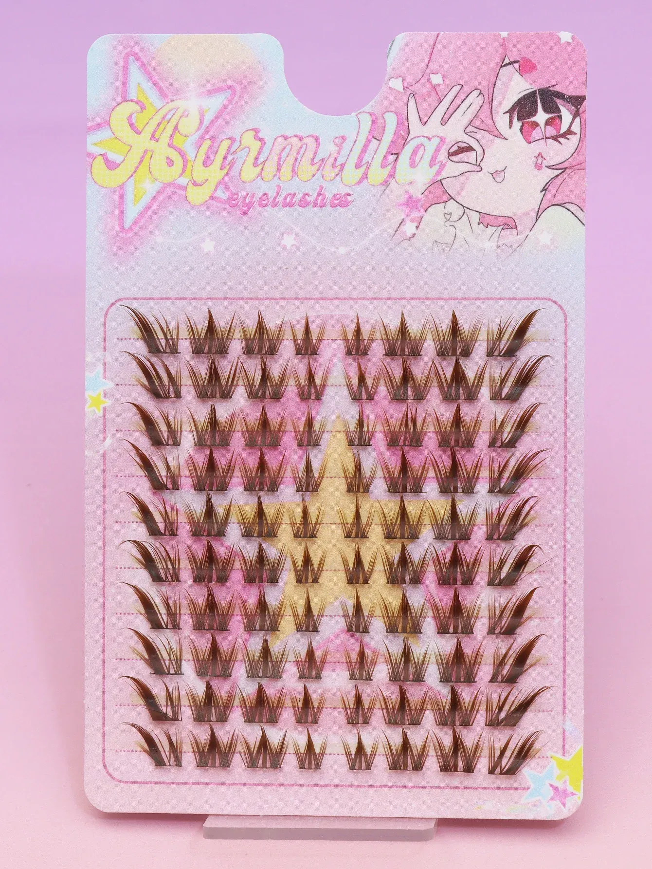 Extensions de cils individuelles 80 pièces, courbure C, marron, cils naturels segmentés, lot de cils, accessoires de maquillage 2