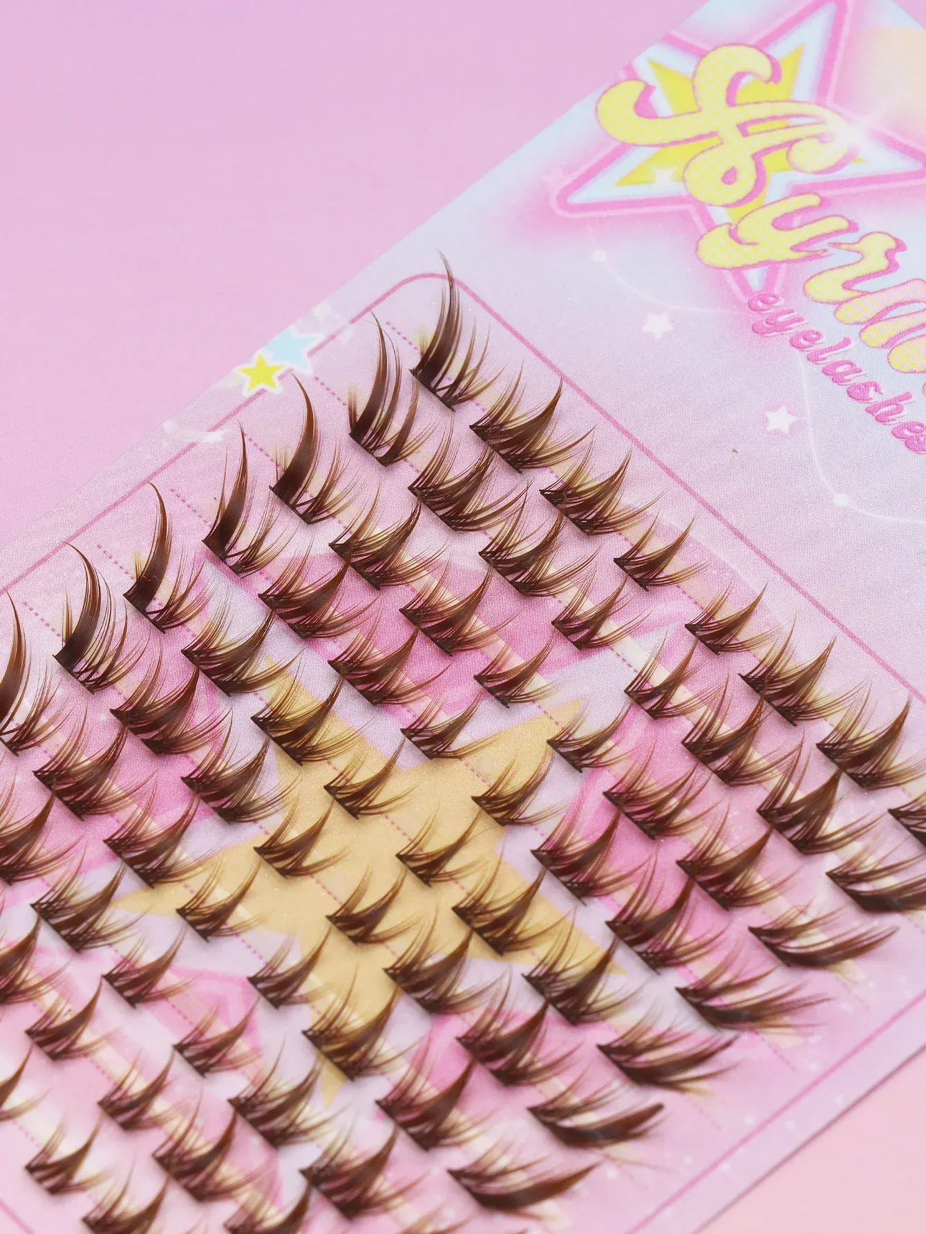 Extensions de cils individuelles 80 pièces, courbure C, marron, cils naturels segmentés, lot de cils, accessoires de maquillage 3