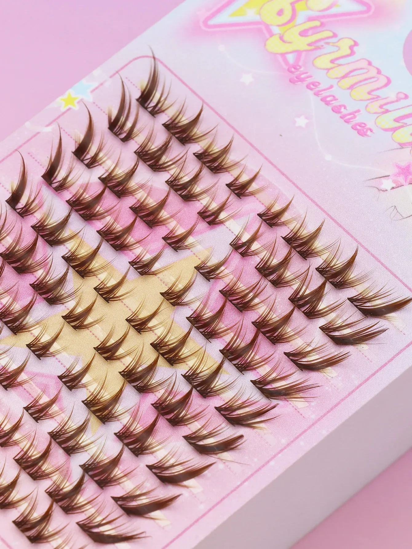Extensions de cils individuelles 80 pièces, courbure C, marron, cils naturels segmentés, lot de cils, accessoires de maquillage 5
