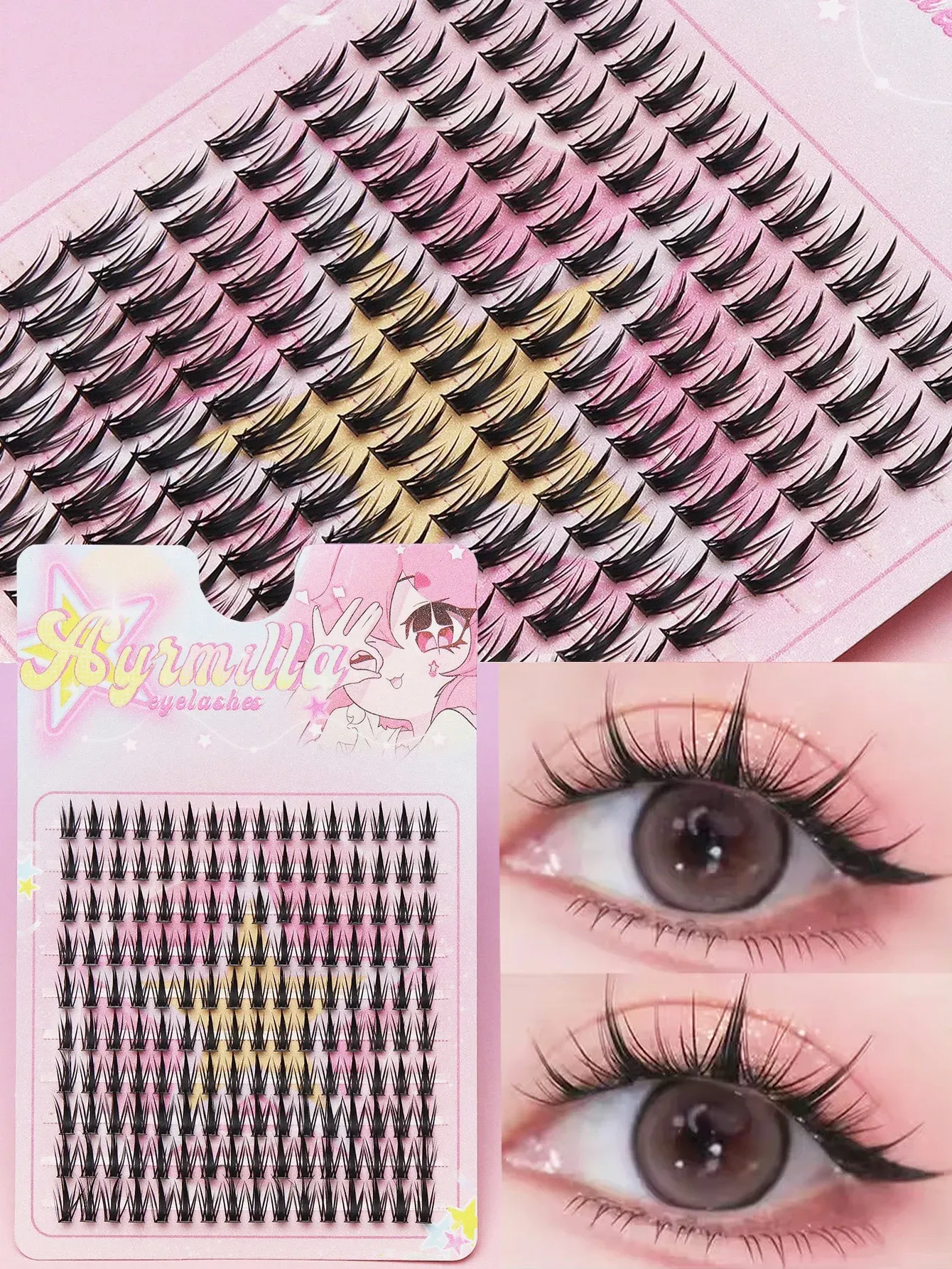 Extensions de cils individuelles 80 pièces, courbure C, marron, cils naturels segmentés, lot de cils, accessoires de maquillage 15