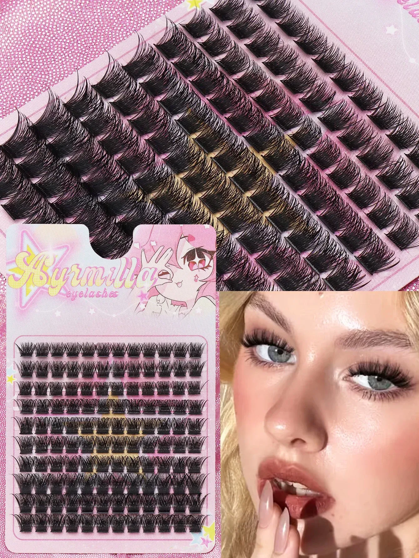 Extensions de cils individuelles 80 pièces, courbure C, marron, cils naturels segmentés, lot de cils, accessoires de maquillage 13