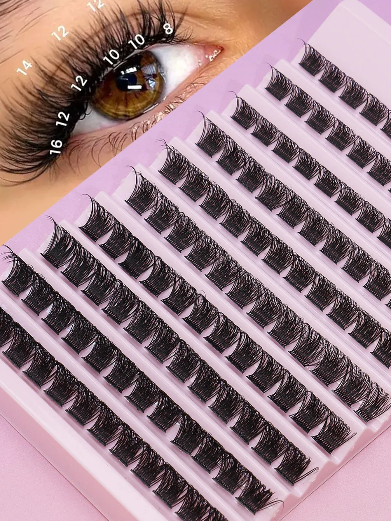 Extensions de cils individuelles 80 pièces, courbure C, marron, cils naturels segmentés, lot de cils, accessoires de maquillage 21