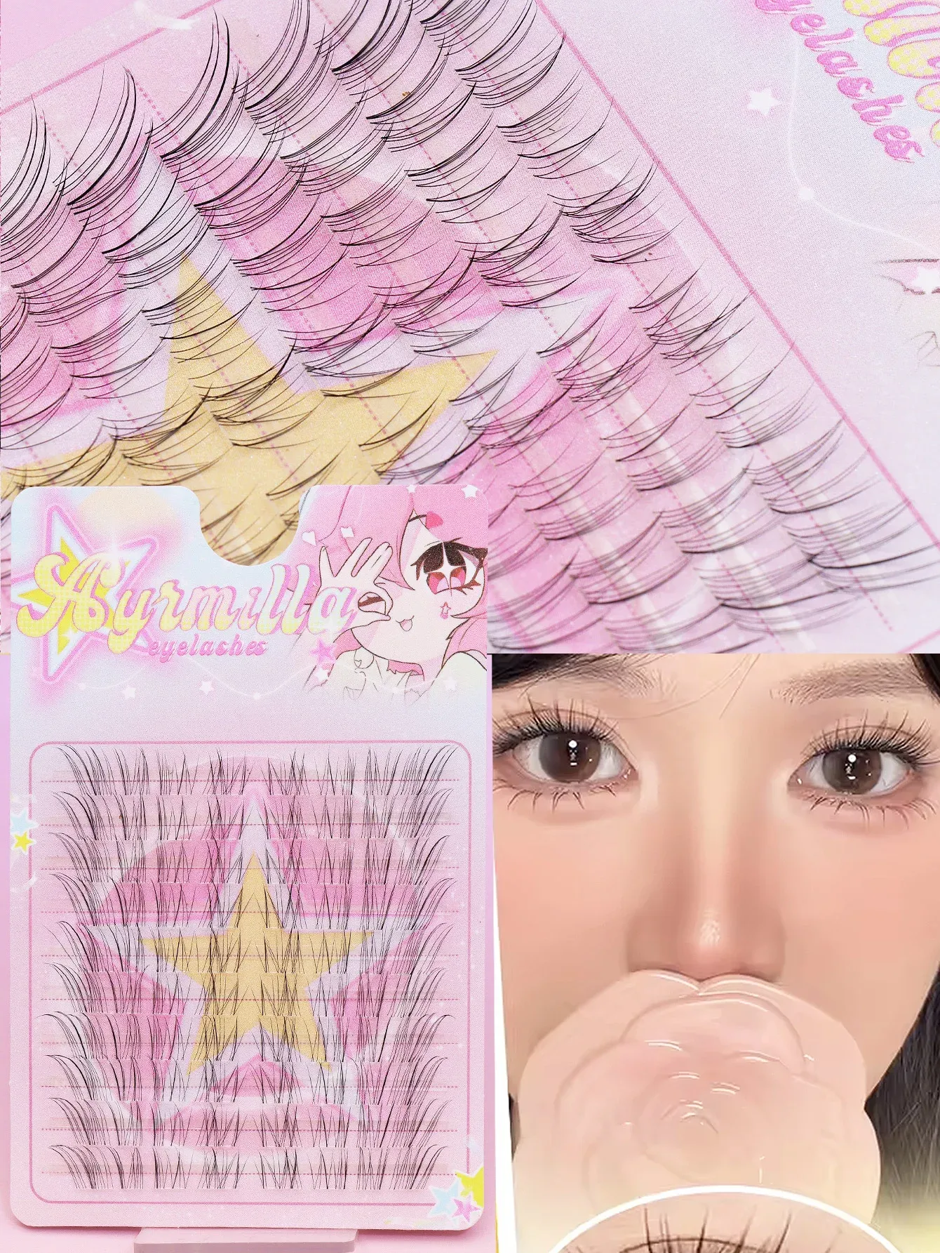 Extensions de cils individuelles 80 pièces, courbure C, marron, cils naturels segmentés, lot de cils, accessoires de maquillage 22