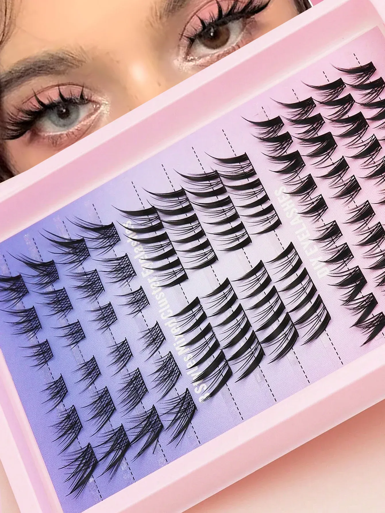 Extensions de cils individuelles 80 pièces, courbure C, marron, cils naturels segmentés, lot de cils, accessoires de maquillage 31