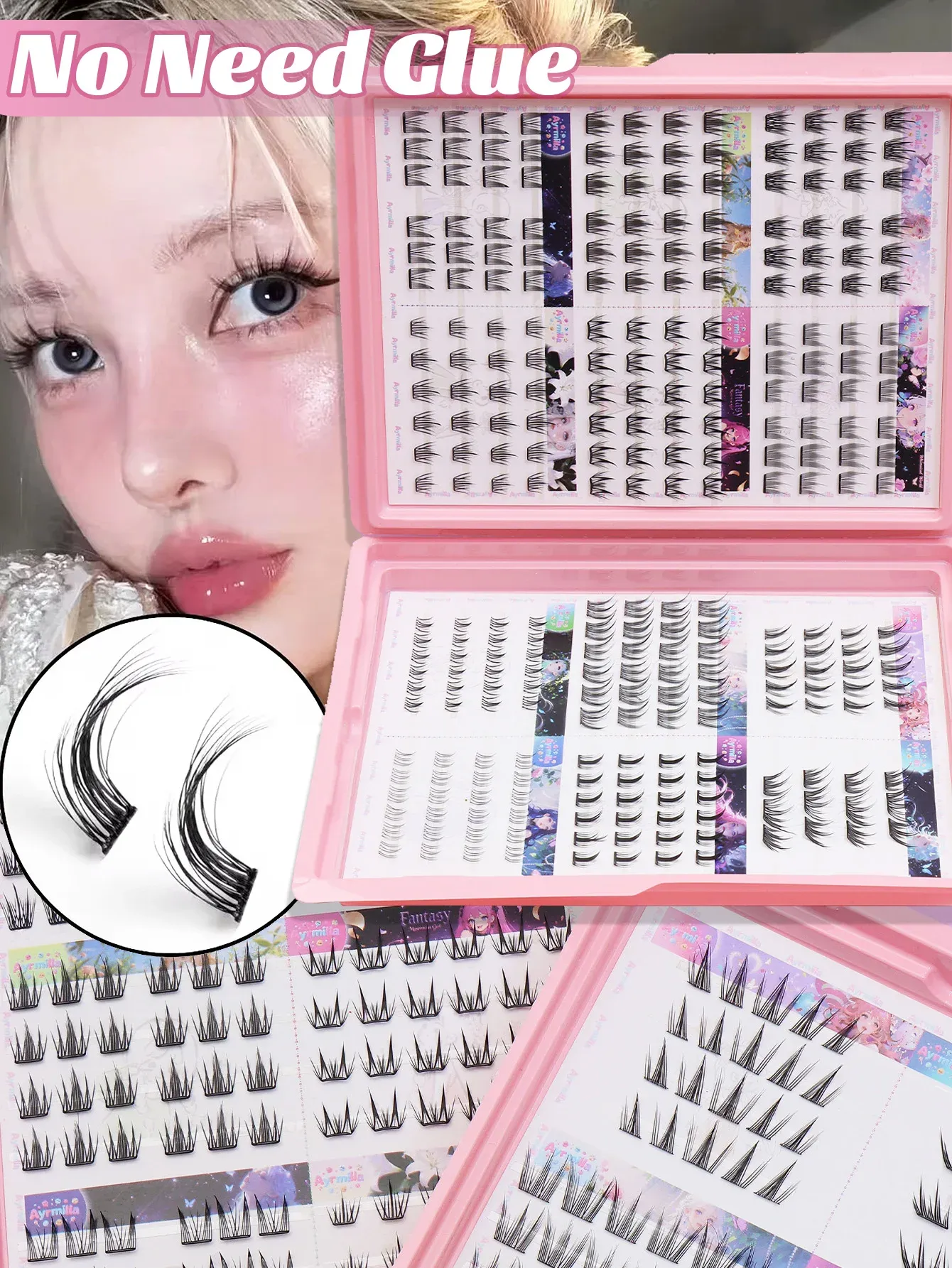 Extensions de cils individuelles 80 pièces, courbure C, marron, cils naturels segmentés, lot de cils, accessoires de maquillage 26