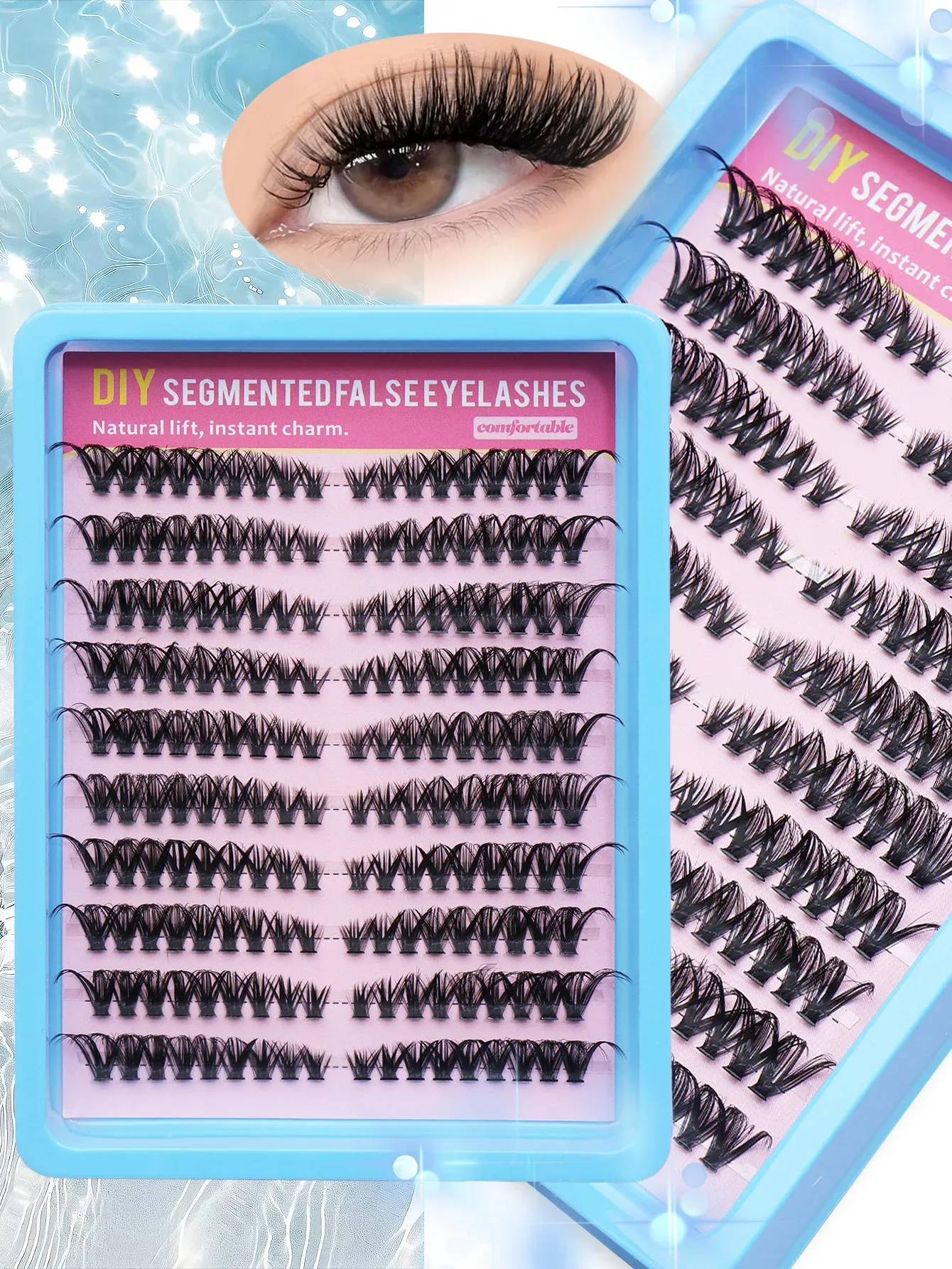 Extensions de cils individuelles 80 pièces, courbure C, marron, cils naturels segmentés, lot de cils, accessoires de maquillage 27