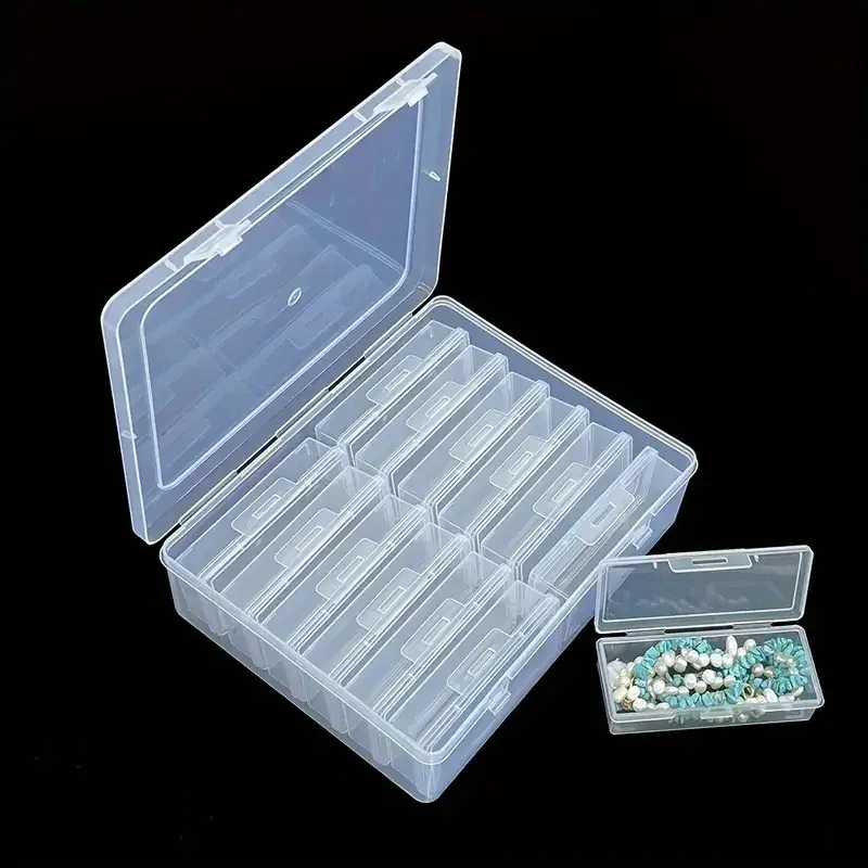 Boîtes de rangement rectangulaires réglables 6/12 compartiments avec séparateurs, pour loisirs créatifs, perles et bijoux