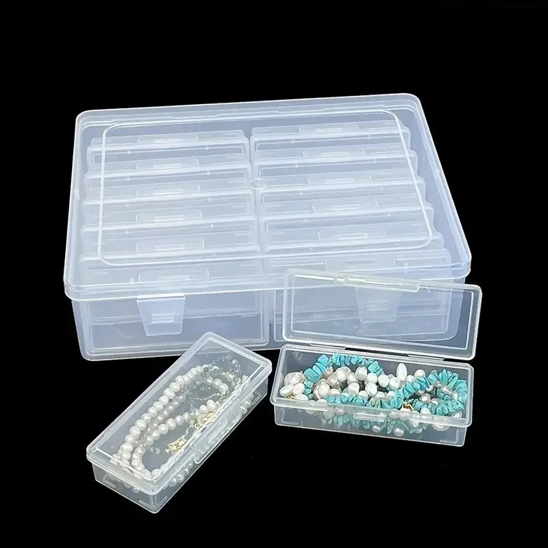 Boîte de rangement rectangulaire à compartiments pour perles et bijoux