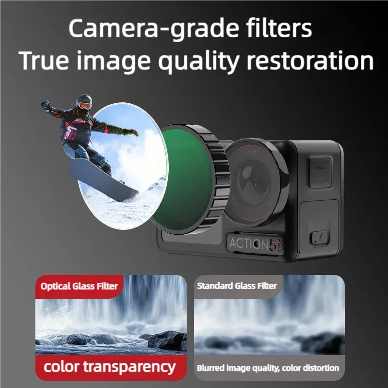 Filtre ND et CPL Ronkoen pour caméra d'action DJI Osmo Action 4 et 5 Pro, jeu de filtres ND8, ND16 et ND32 avec cadre en alliage d'aluminium 4