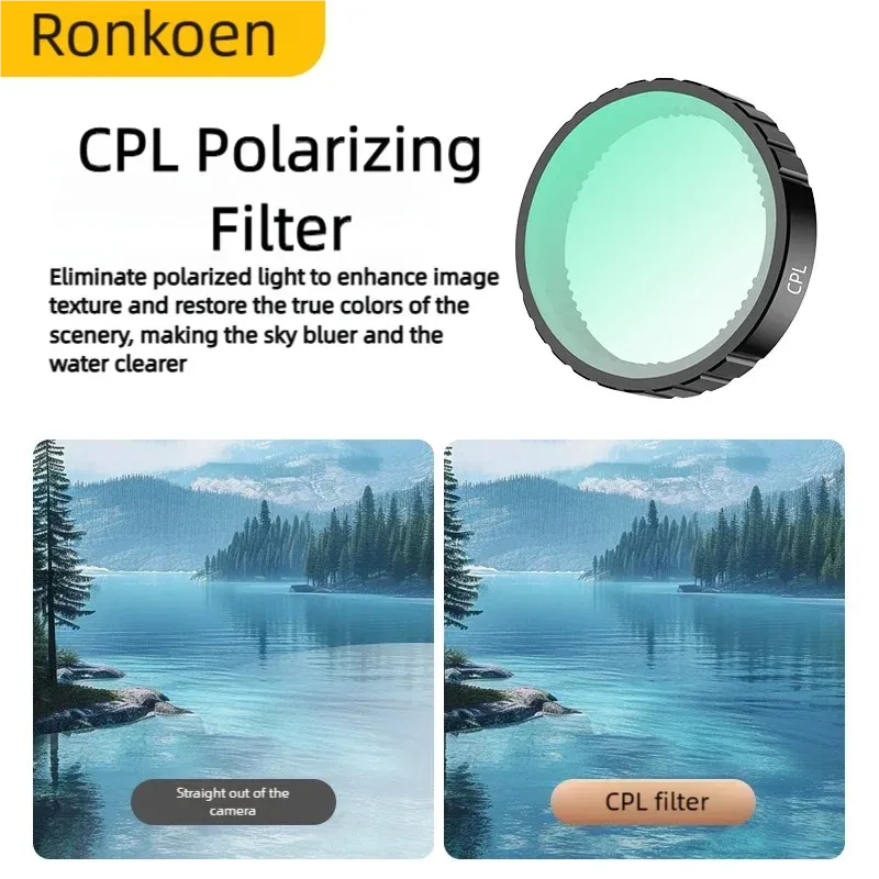 Filtre ND et CPL Ronkoen pour caméra d'action DJI Osmo Action 4 et 5 Pro, jeu de filtres ND8, ND16 et ND32 avec cadre en alliage d'aluminium 9