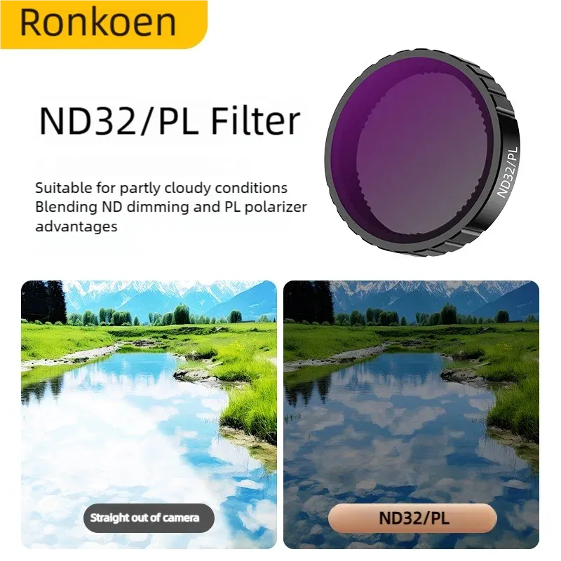 Filtre ND et CPL Ronkoen pour caméra d'action DJI Osmo Action 4 et 5 Pro, jeu de filtres ND8, ND16 et ND32 avec cadre en alliage d'aluminium 10