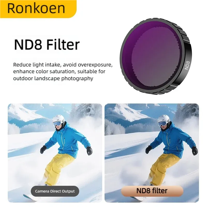 Filtre ND et CPL Ronkoen pour caméra d'action DJI Osmo Action 4 et 5 Pro, jeu de filtres ND8, ND16 et ND32 avec cadre en alliage d'aluminium 11