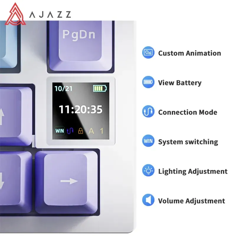 Clavier mécanique AJAZZ AK820 / AK820Pro 75 %, 82 touches, filaire monomode et sans fil Bluetooth, pour PC et ordinateur portable 3