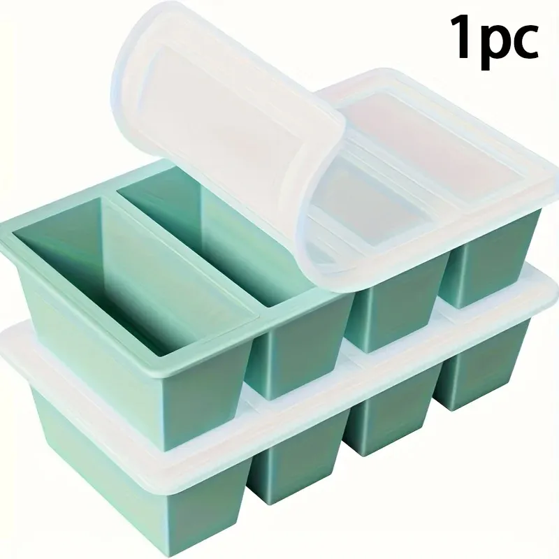 Plateau de congélation en silicone avec couvercle, empilable, pour la conservation des soupes, bouillons et sauces