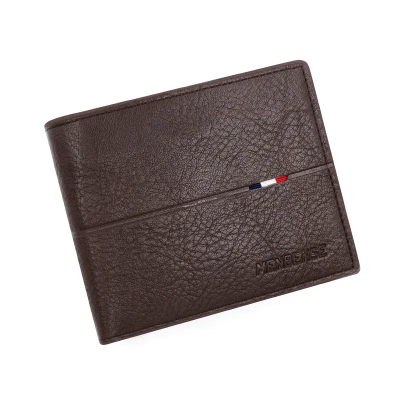 Portefeuille court en similicuir PU de haute qualité pour homme, avec fermeture éclair, porte-cartes et porte-photo, pochette à monnaie simple, mince et nouveau 5