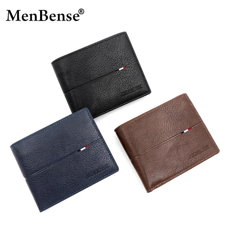 Portefeuille court en similicuir PU de haute qualité pour homme, avec fermeture éclair, porte-cartes et porte-photo, pochette à monnaie simple, mince et nouveau 6
