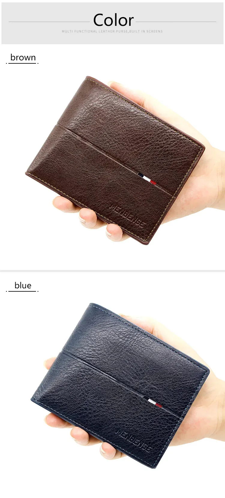 Portefeuille homme, détail des emplacements