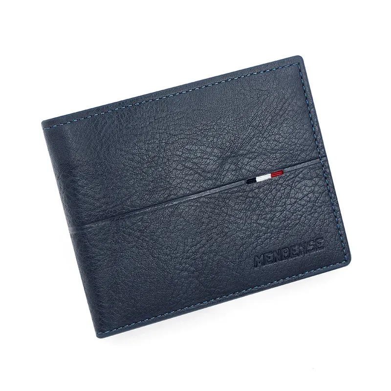 Portefeuille court en similicuir PU de haute qualité pour homme, avec fermeture éclair, porte-cartes et porte-photo, pochette à monnaie simple, mince et nouveau 7