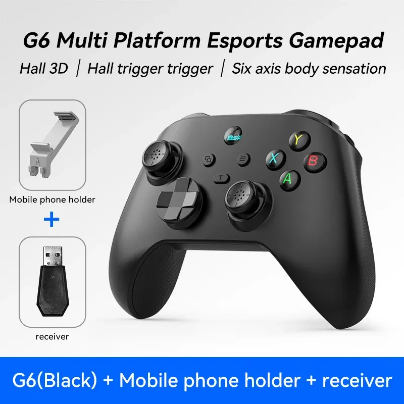 Manette de jeu mobile sans fil G6 avec gâchettes et joysticks à effet Hall, compatible Switch, PC, Android et iOS 10