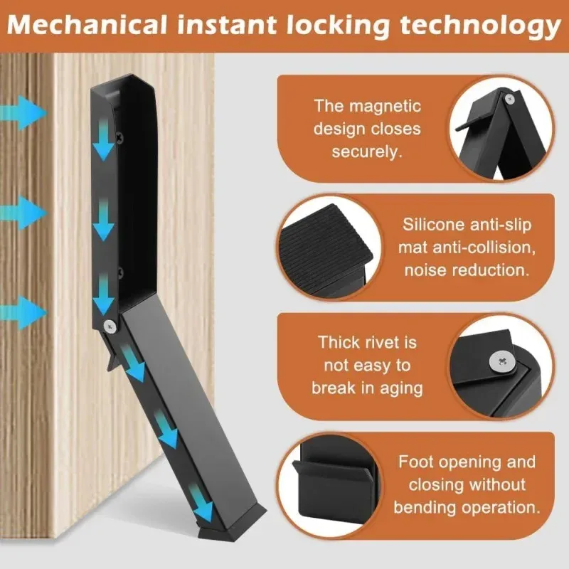 Butoir de porte pliable en acier inoxydable, finition