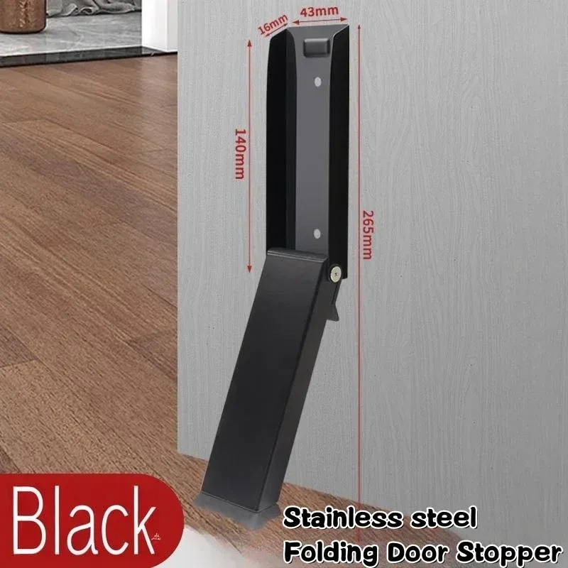 Butée de porte pliante en acier inoxydable à embout en caoutchouc anti-usure 8