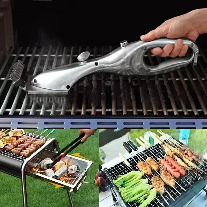 Brosse de nettoyage à vapeur pour gril de barbecue avec pulvérisateur d'eau 3