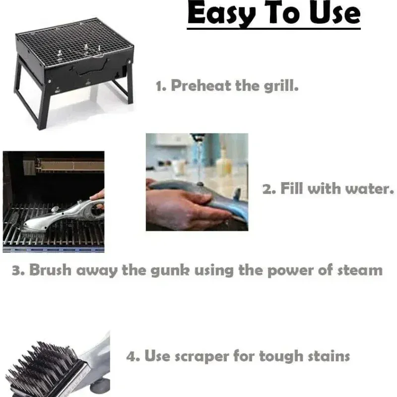 Brosse de nettoyage à vapeur pour gril de barbecue avec pulvérisateur d'eau 5