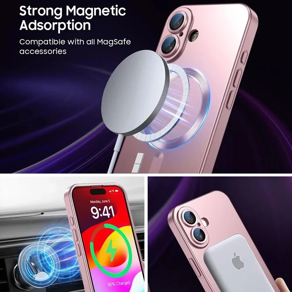 Coque magnétique compatible MagSafe pour iPhone 18 Pro, 17, 16, 15, 14, 13, 12, 11 et Pro Max, avec protection d'objectif photo 2