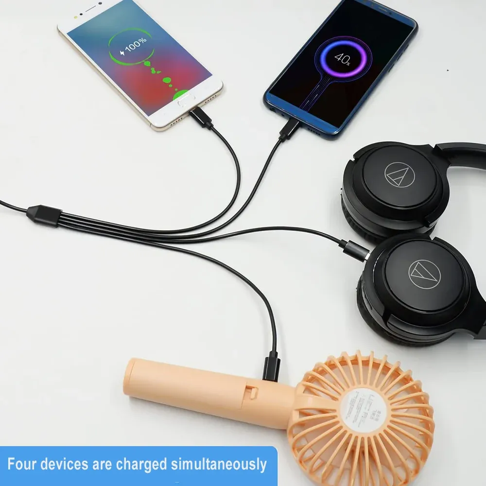 Câble de charge court 5 V USB-A vers USB-C multi 4 en 1, câble adaptateur répartiteur micro USB avec 4 ports USB-C PD 4