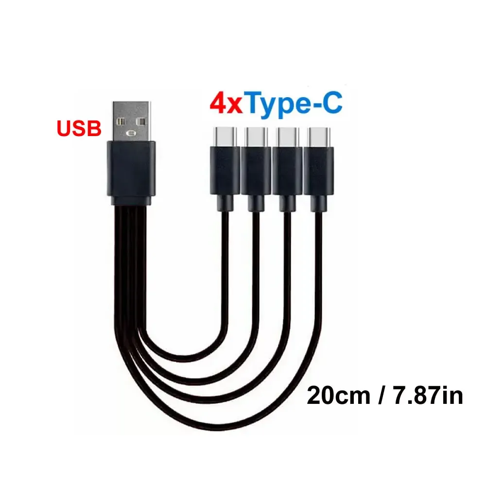 Câble de charge court 5 V USB-A vers USB-C multi 4 en 1, câble adaptateur répartiteur micro USB avec 4 ports USB-C PD 7