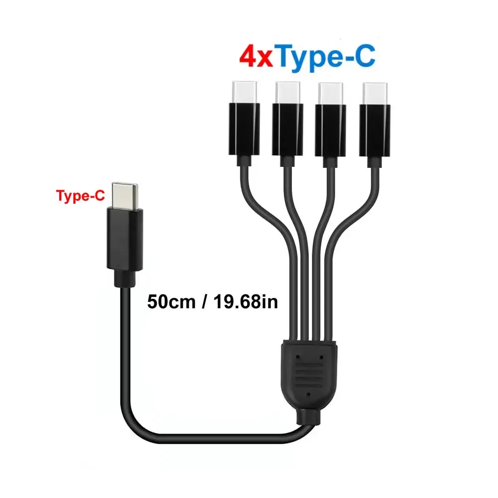 Câble de charge court 5 V USB-A vers USB-C multi 4 en 1, câble adaptateur répartiteur micro USB avec 4 ports USB-C PD 8