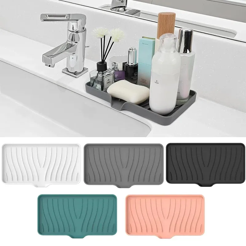 Porte-savon de salle de bain en silicone, porte-éponge pour évier de cuisine, support d'éponge et de savon pour douche, porte-savon en caoutchouc avec égouttoir