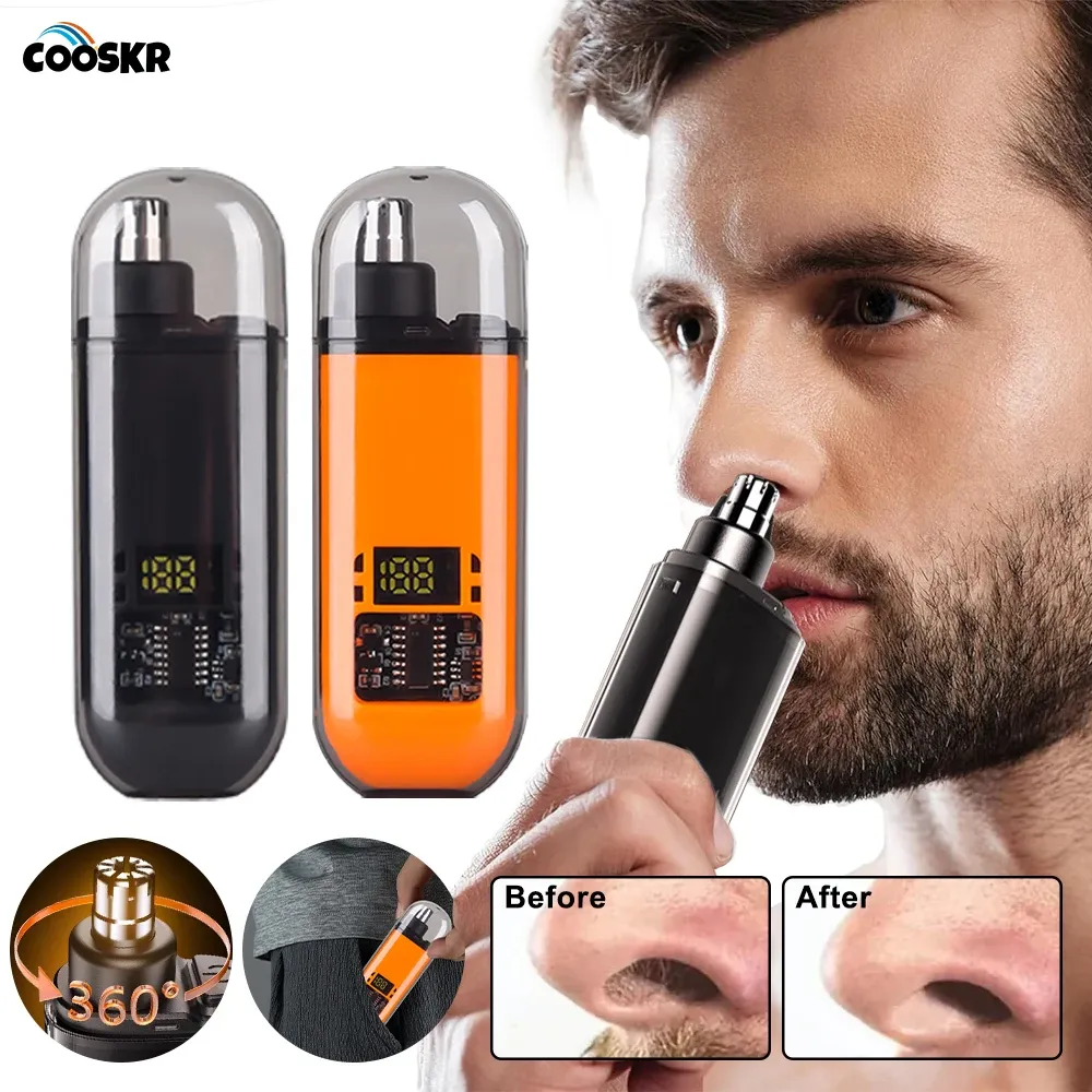 Tondeuse électrique pour poils de nez et d'oreilles pour homme, mini format, rechargeable par USB, portable pour les voyages