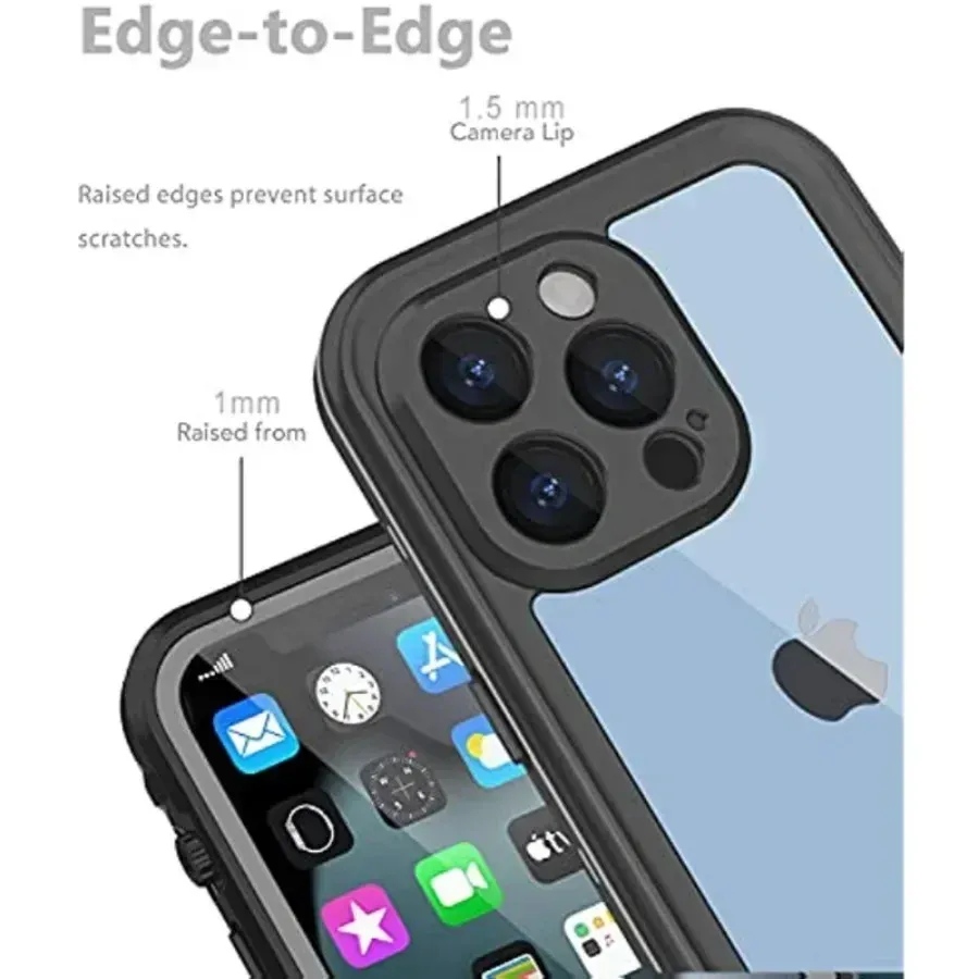 Coque transparente étanche IP68 pour iPhone 16, 15, 14, 13, 12, 11, XS, XR et X, protection antichoc 3