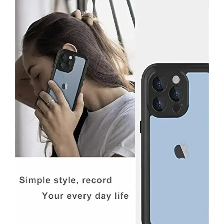 Coque transparente étanche IP68 pour iPhone 16, 15, 14, 13, 12, 11, XS, XR et X, protection antichoc 6