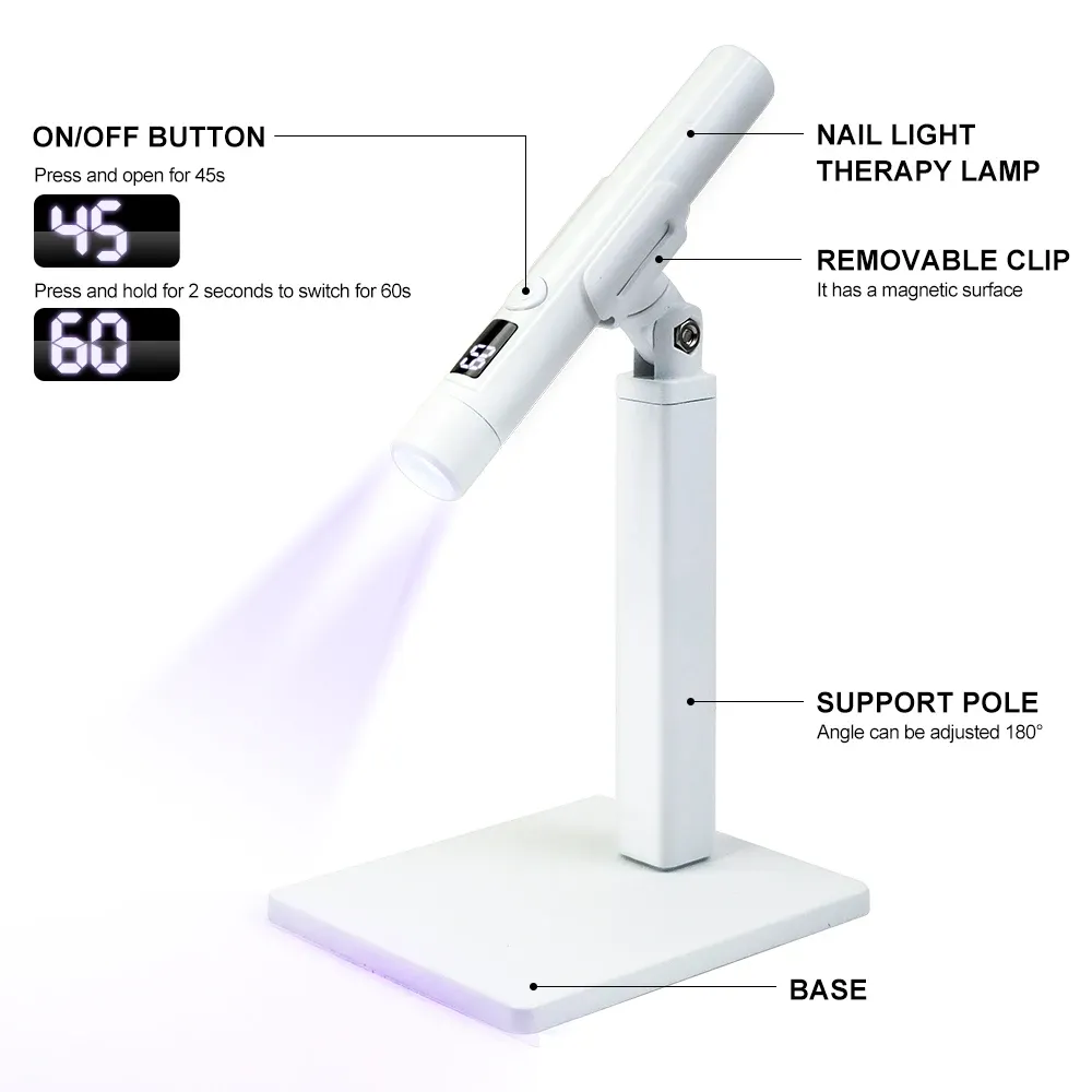 Lampe UV LED professionnelle pour ongles avec écran d'affichage, rechargeable et portable, à support amovible pour Nail Art 2